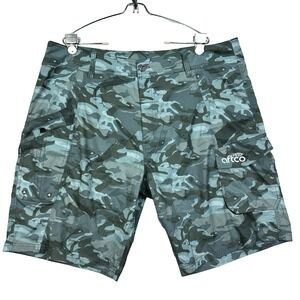 AFTCO Shorts Mens 40 Blue Camouflage Cargo Ripstop Fishing Hiking 10" Inseam EUC